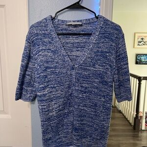 LOFT Blue and White Patterned Sweater